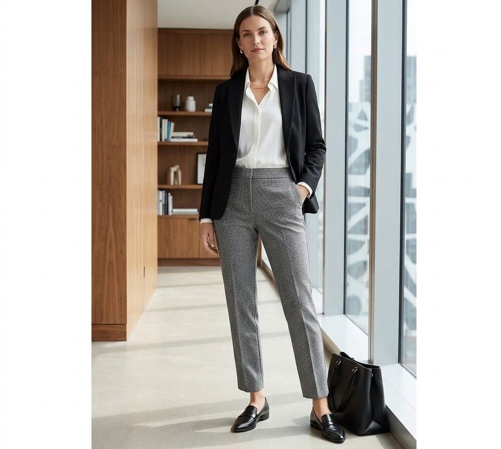 Ann Taylor Factory Salt and Pepper Textured Dress Pants Trousers Womens Size 10